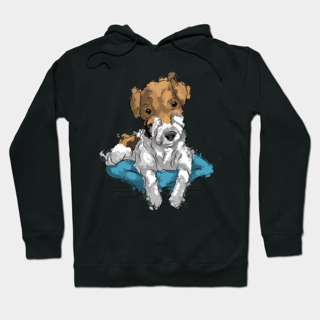 Cute wire fox terrier Hoodie by Antiope